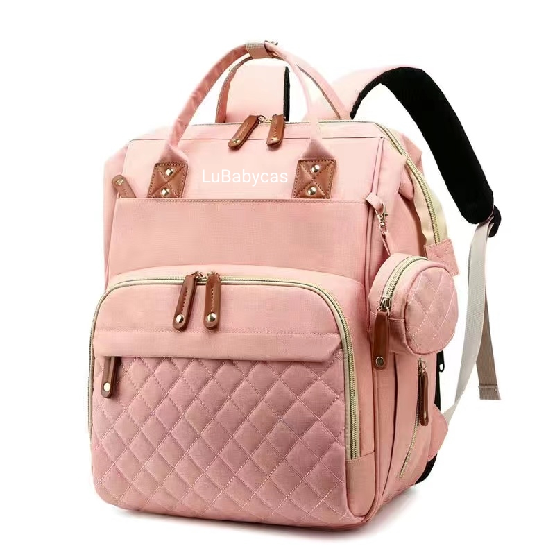 LUBABYCAS - Mochila Maternal Lubabycas Impermeable Con Accesorios Rosada