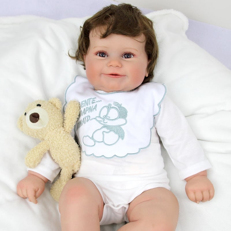 Muñeca Reborn Antboat De 52 Cm – Bebé Con Cuerpo De Silicona Y Relleno De Algodón, Pelo De Mohair, Ojos De Acrílico Y Extremidades Móviles