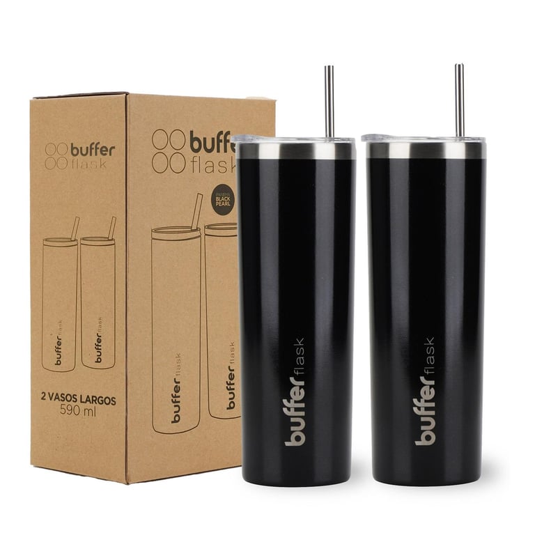 BUFFER FLASK Vasos Termicos Set de 2 Buffer Acero Inoxidable - Negro ...