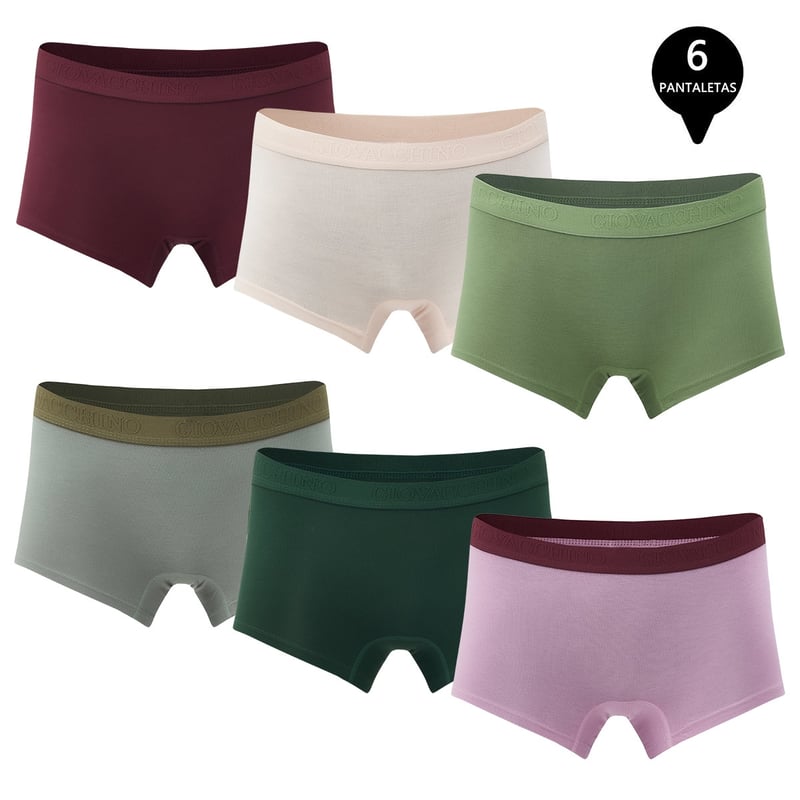 GIOVACCHINO Pack de 6 Calzones Boxer Pantaleta bambu Mujer. falabella