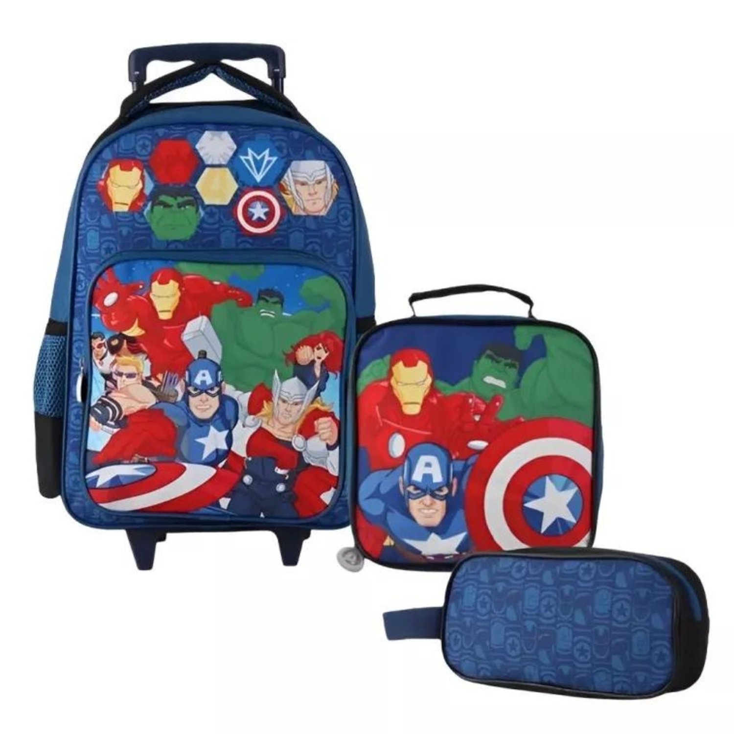INTEK GAMES Pack Escolar Mochila con ruedas Lonchera Estuche Avengers 3 Piezas falabella