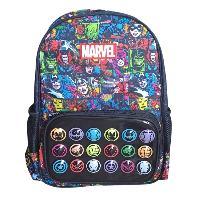 BYINTEK Mochila Escolar Marvel Botones Vengadores falabella