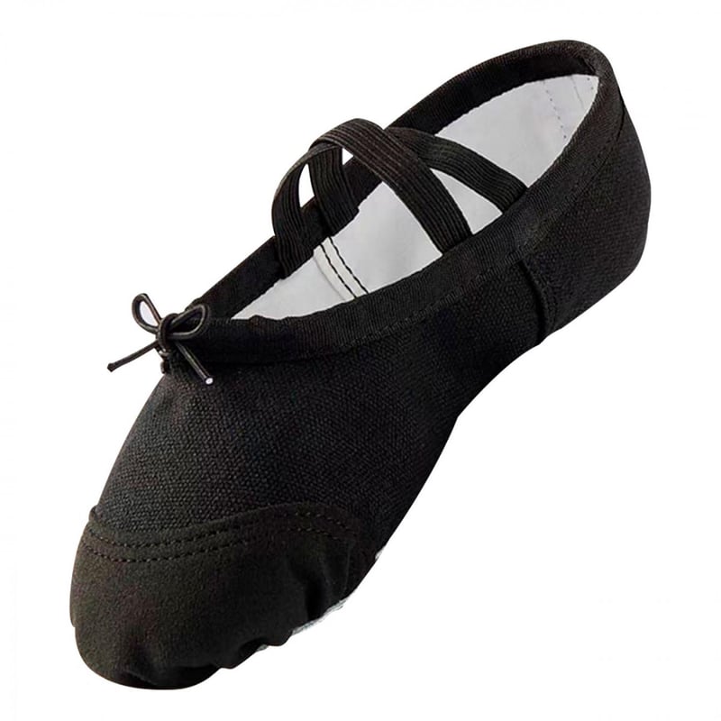 GENERICO Zapatillas Media Punta Lona Y Gamuza Ballet Nina Negro 7702 falabella