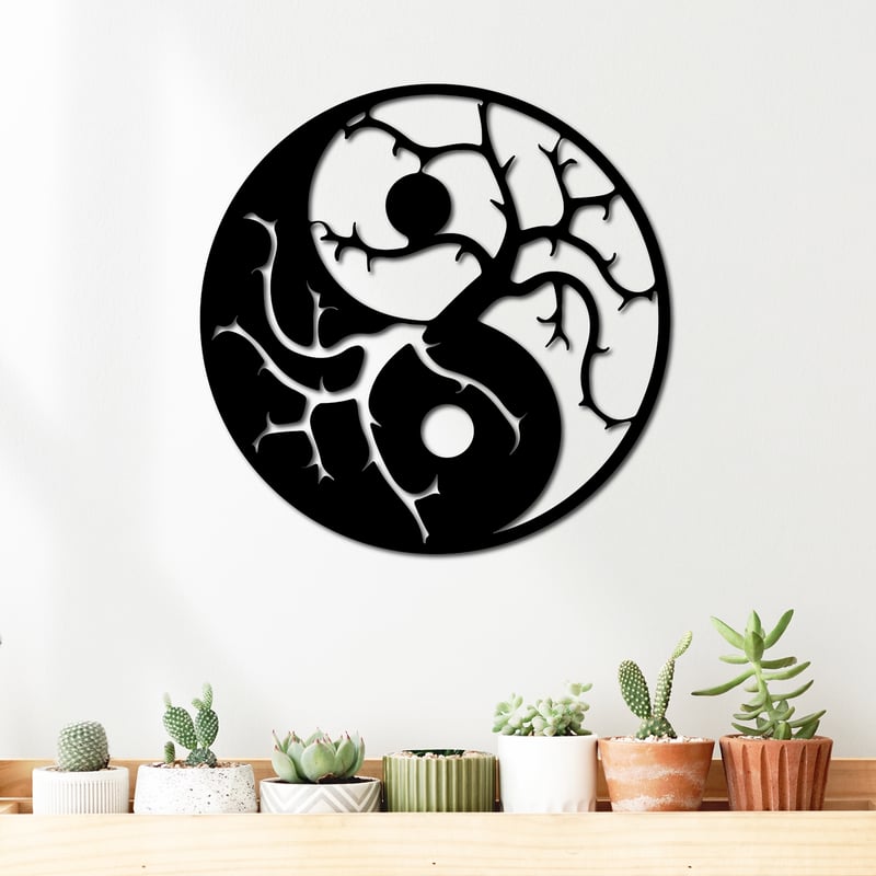 Kanuyee Tapiz De Pared De árbol De La Vida, Mandala, Estrella Y Galaxia, Sol Y Yang, Estético Negro Para Decoración De Habitación (35 Pulgadas De Alto 47 Pulgadas De Ancho