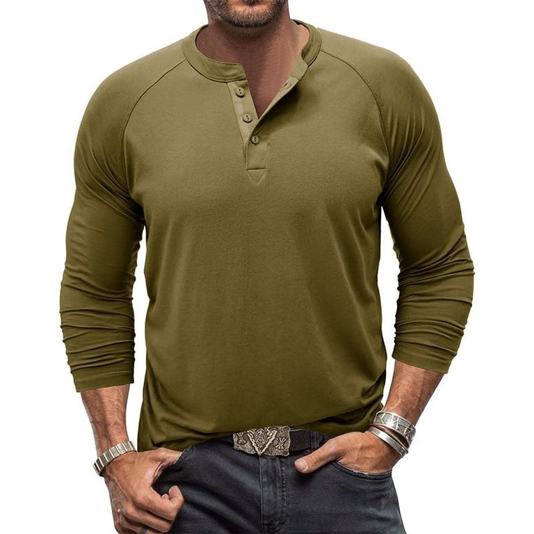 Polera con botones Manga Larga Ajustada Hombre Blanco Verde L