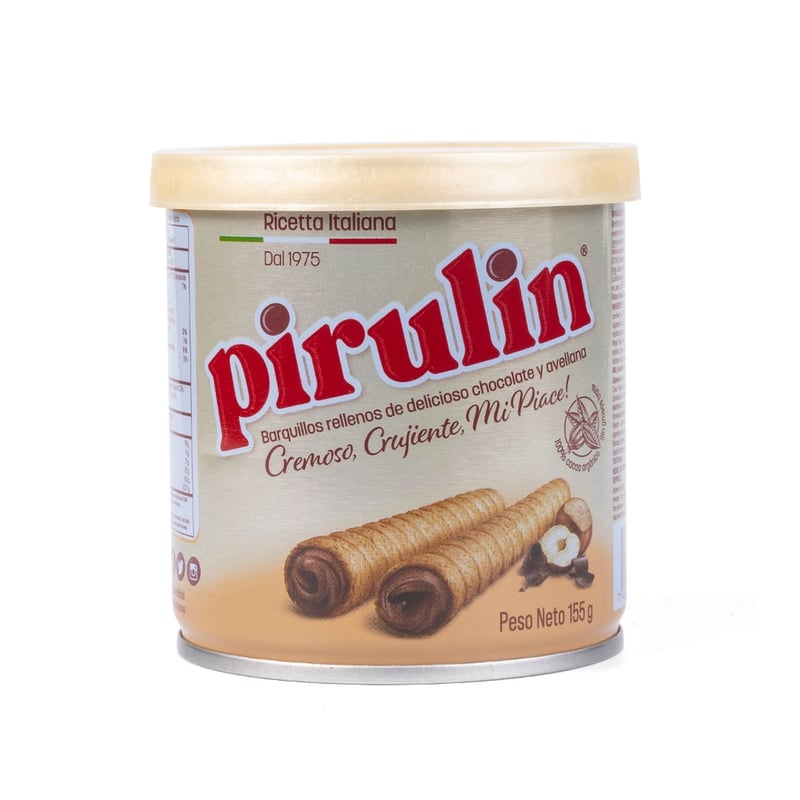 GENERICO - Pirulin Barquillo Relleno de Avellanas 155gr Pack de 3 unidades