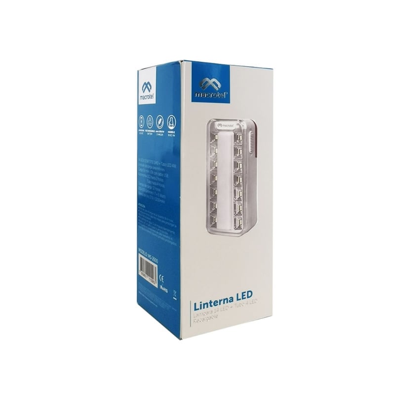 MACROTEL Linterna 14 Led De Emergencia Recargable Usb Macrotel Blanco ...
