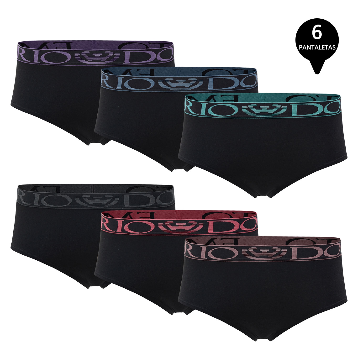 GIOVACCHINO Pack de 6 Calzones Bikini Tiro Alto Algodon Mujer falabella