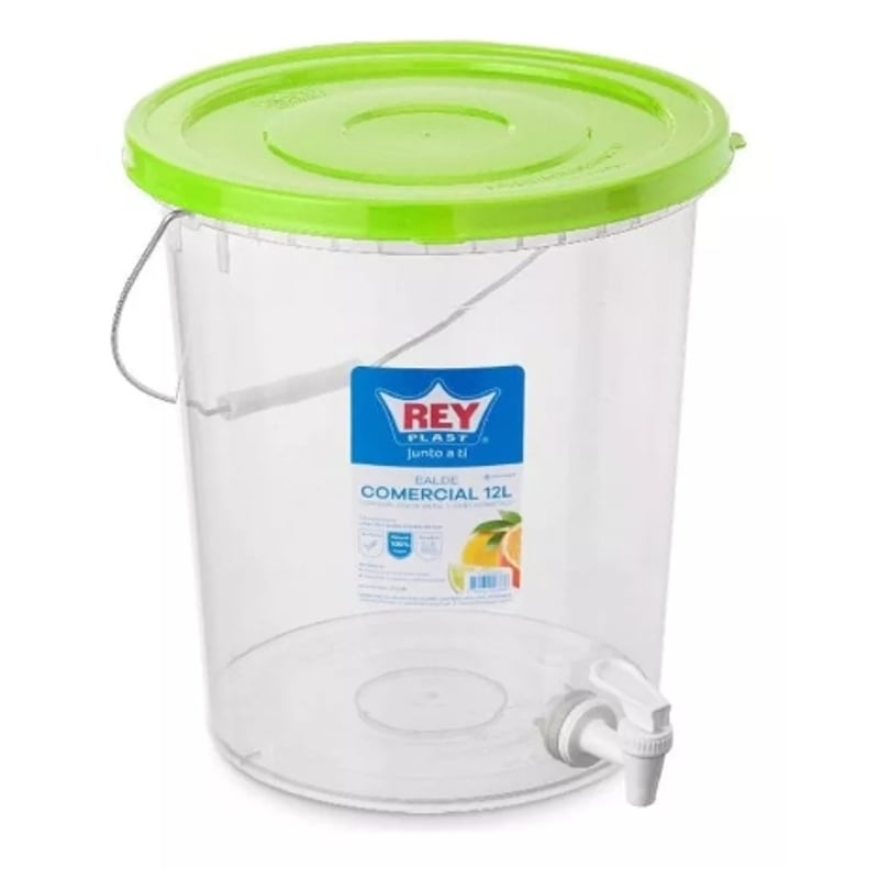 REYPLAST Balde 12 Litros Contenedor Liquido Con Dispensador - Verde ...