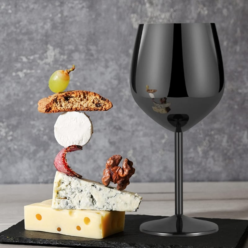 GENERICO PACK 2 COPAS DE VINO ACERO INOXIDABLE 540ML - NEGRO ...