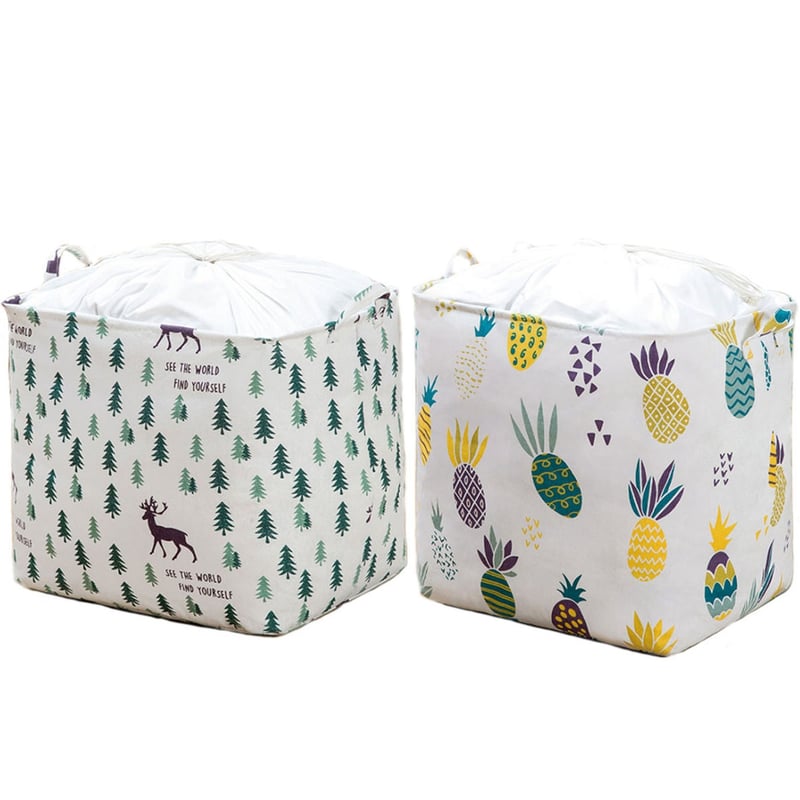 Estantería De Baño Plegable De Bambú - Con 2 Cestos De Tela, Diseño Abierto, Ideal Para Espacios Pequeños