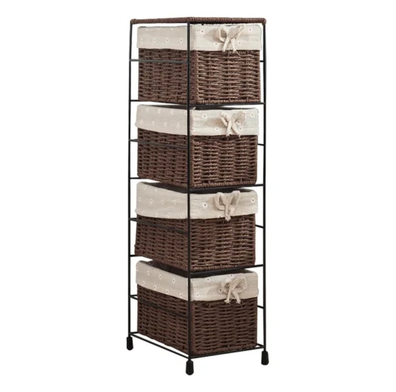 GENERICO MUEBLE GABINETE 4 CANASTOS RATAN EN BASE METAL COLOR CAFE ...
