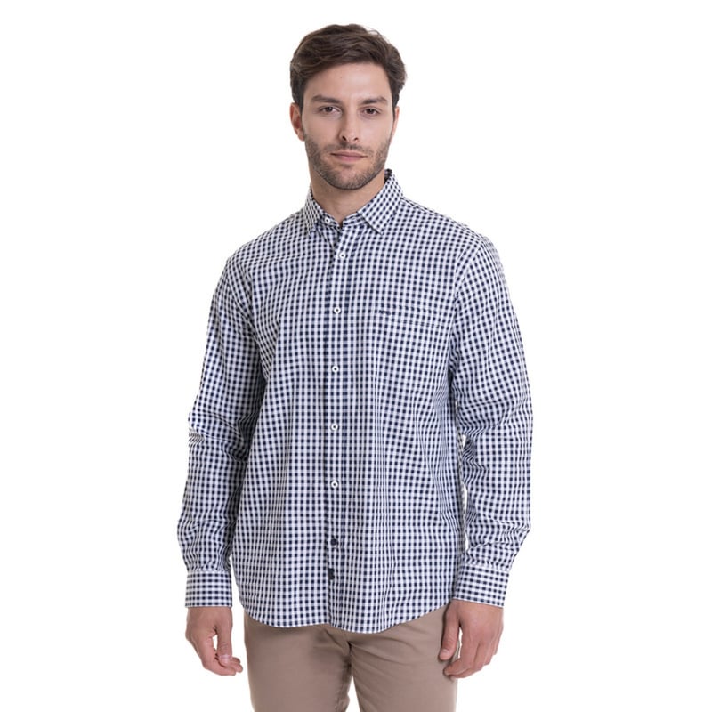 Camisa Cuadrille Regular Fit Azul Marino MCGREGOR