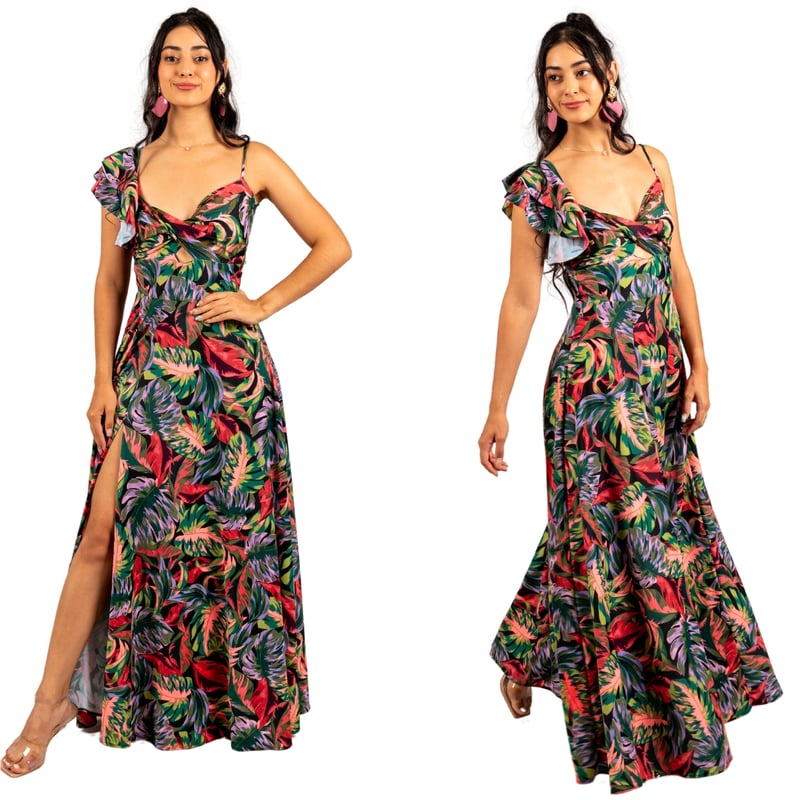 GENERICO - VESTIDO LARGO MARCA KADRIHEL IDEAL PARA FIESTA GALA COCTEL VERANO V102