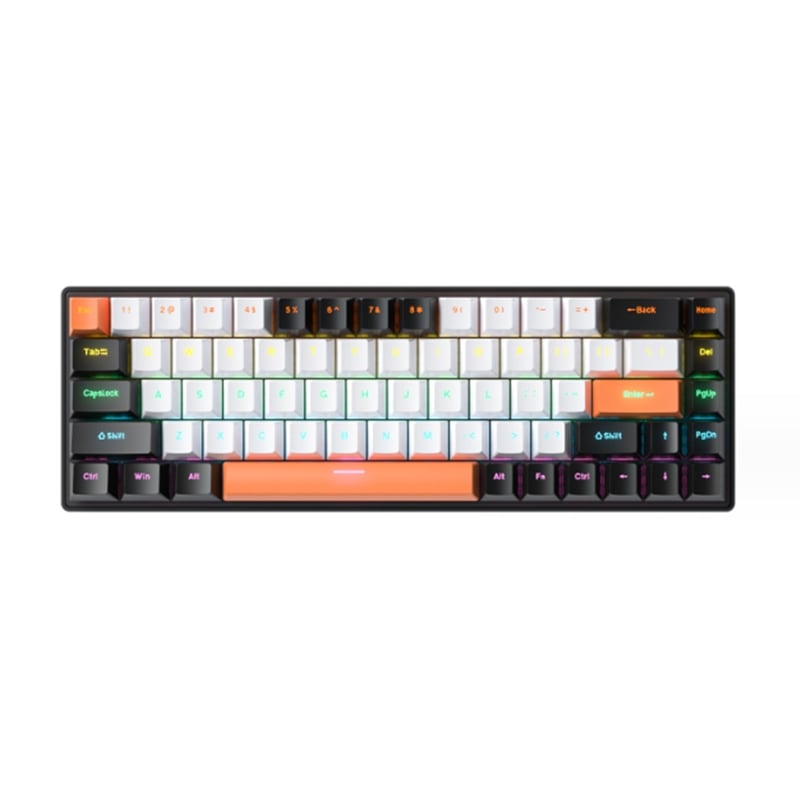 Combo Teclado Y Ratón Inalámbrico 68 Teclas - Diseño Retro, 1600 DPI Ajustable, Color Azul Mezclado