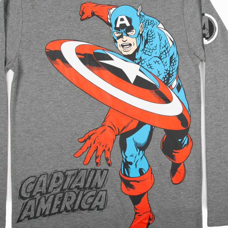 Polera Manga Larga Nino Capitan America Avengers Gris Marvel
