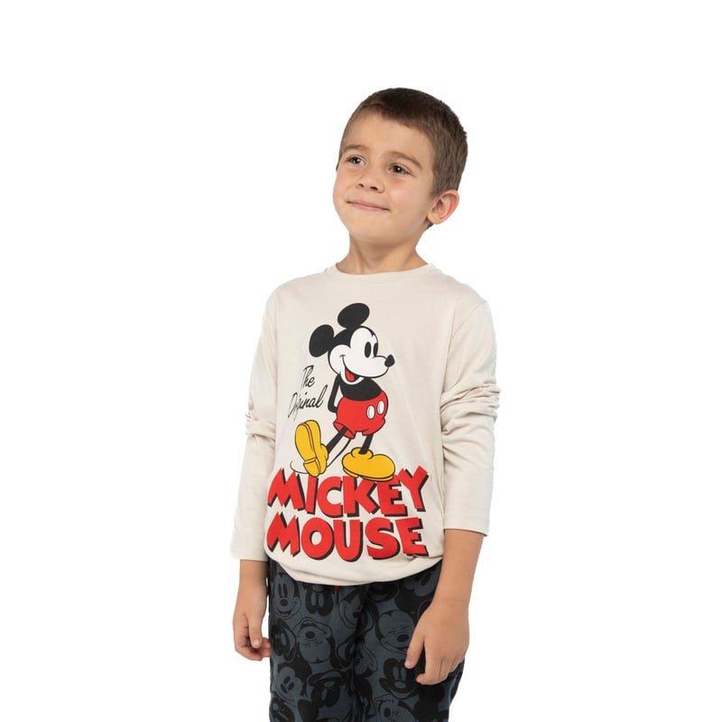 Polera Manga Larga Nino 1928 Mickey Gris Disney