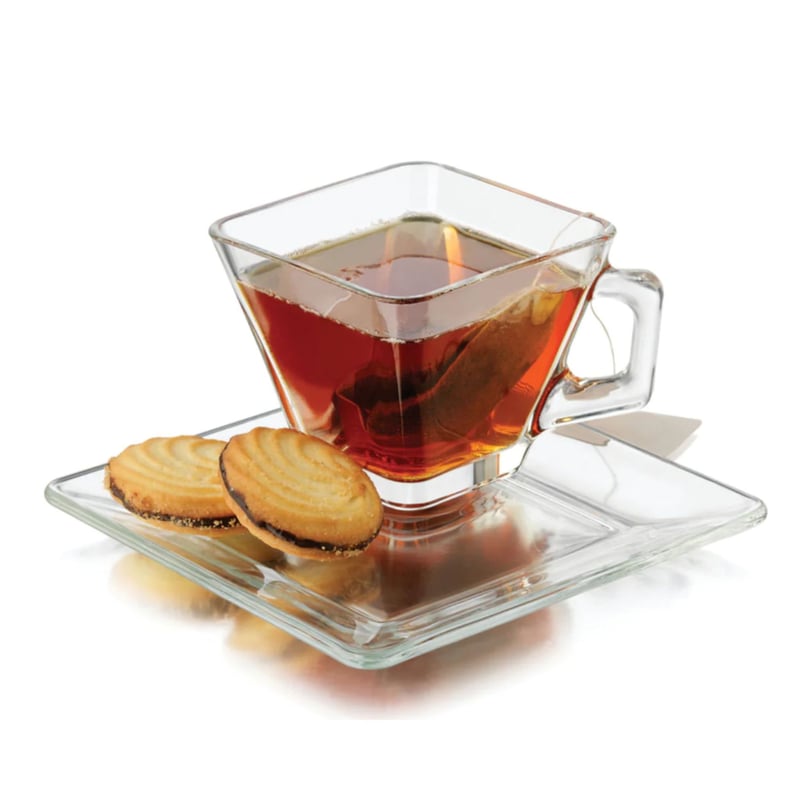 8 Tazze Da Caffè, Tè Vintage Libbey Vetro Trasparente 8 0z Oro Chiave