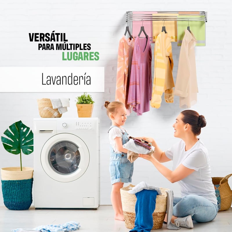 GENERICO Tendedero Plegable Colgador Ropa Retractil De Pared De 80cm falabella