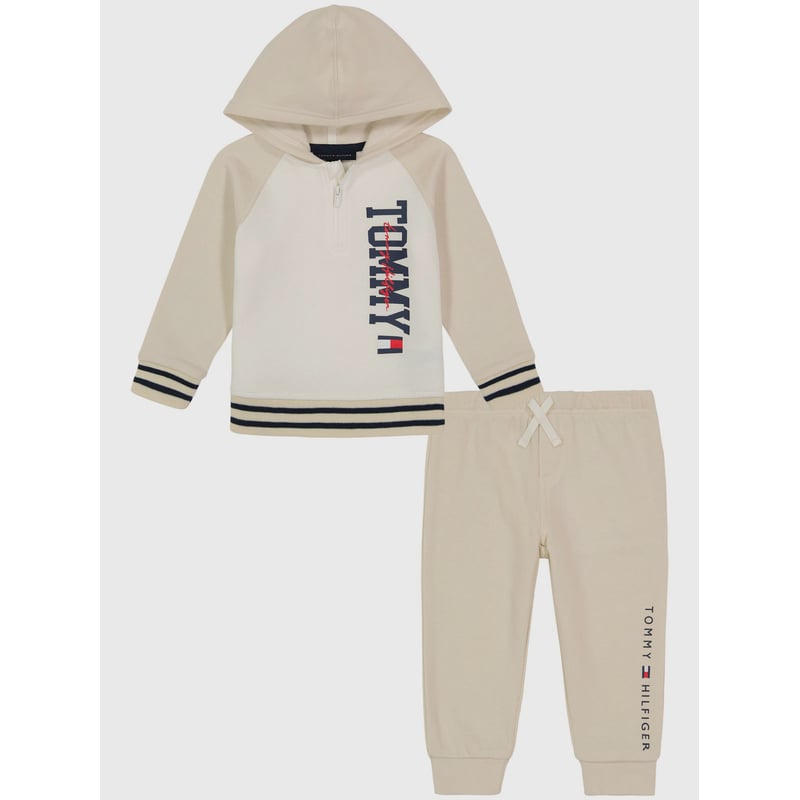 Set De Poleron Y Joggers A Juego Bebe nino Beige Tommy Hilfiger