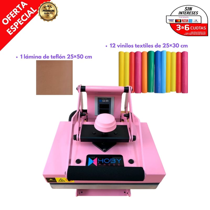 GENERICO - Estampadora Plana HobyPress 22x30cm color rosada