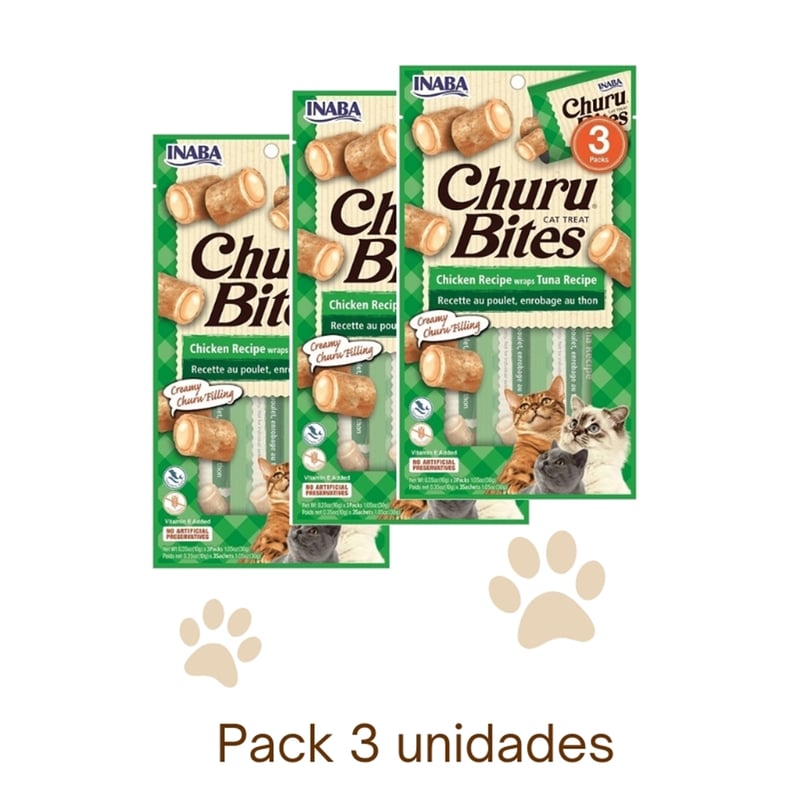 CHURU - PACK de 3 sachets de CHURU BITES Atún pollo para Gato