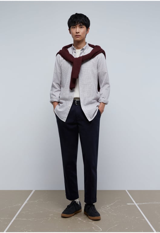 SCALPERS Camisa Cuadros Calavera Contraste Burgundy Check Scalpers falabella