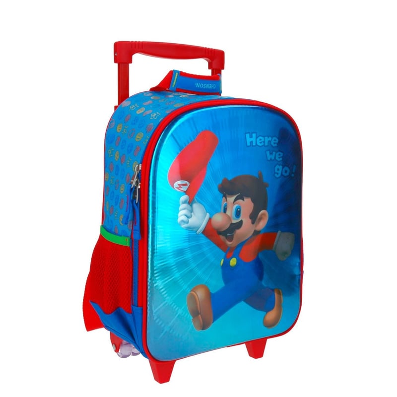 NINTENDO MOCHILA CON RUEDAS PEQUENA INFANTIL ORIGINAL SUPER MARIO falabella
