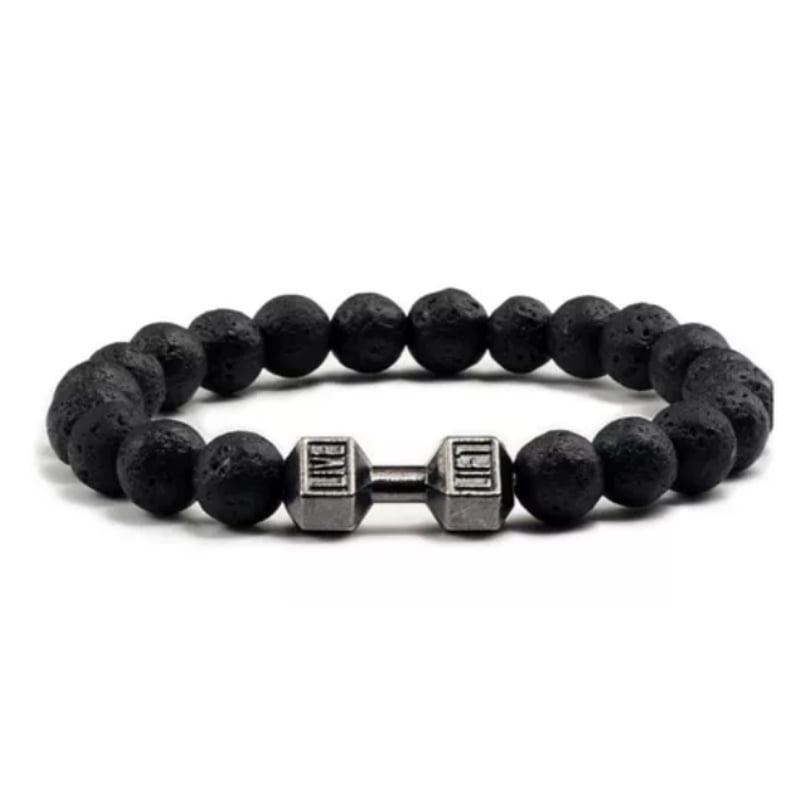 GENERICO Pulsera Mancuerna Lava Volcanica 8mm Regalo Fitness Deporte falabella