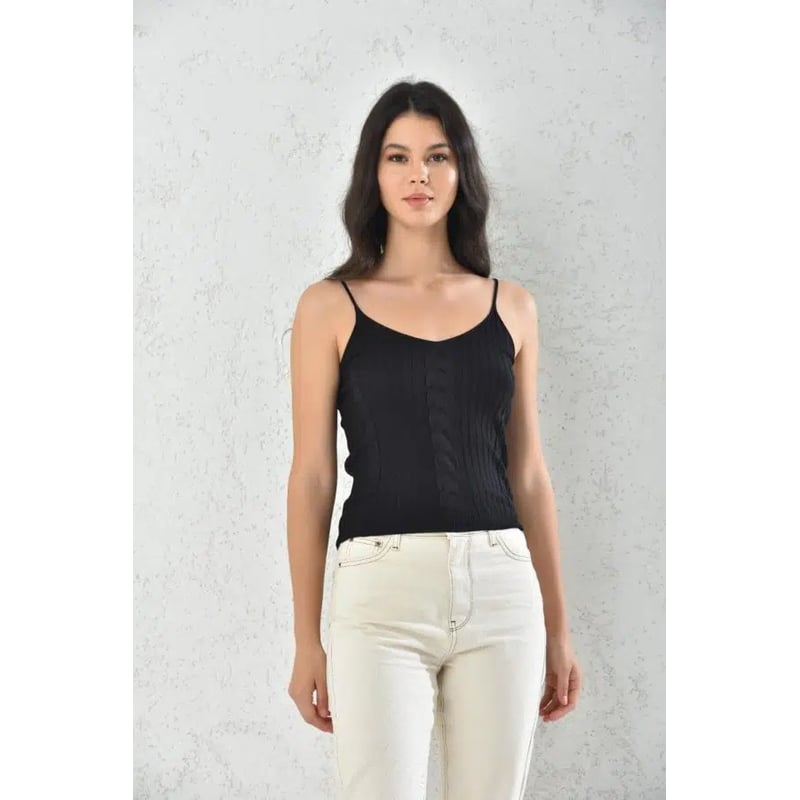 Blusa Mujer De Tiras Negro Sin Manga