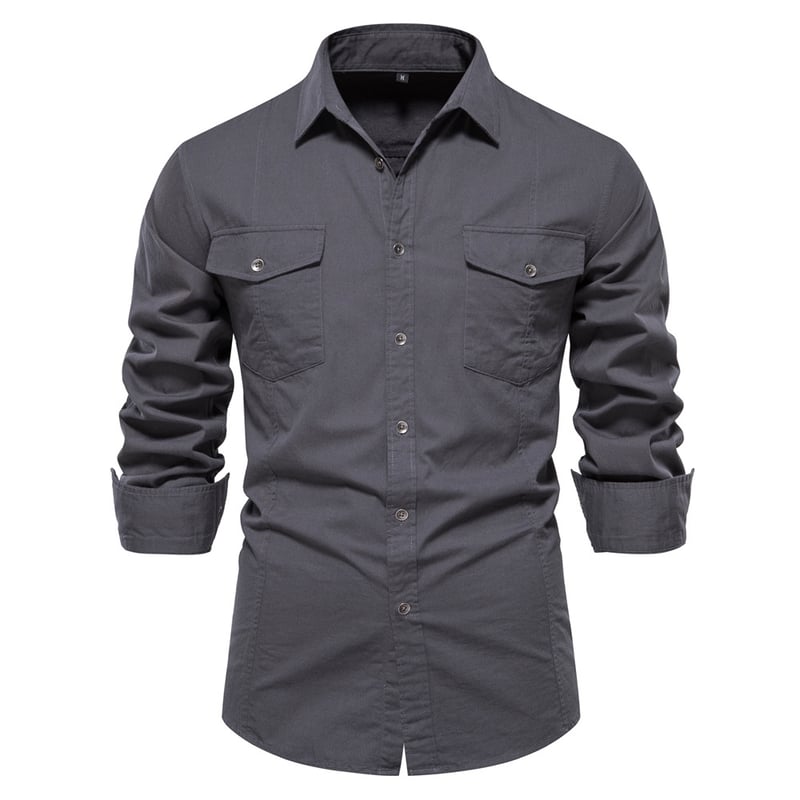 Camisa gris oscuro hombre sales