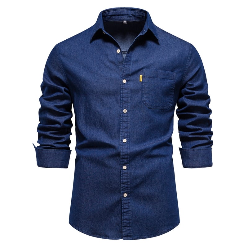 Camisa azul manga larga hombre new arrivals