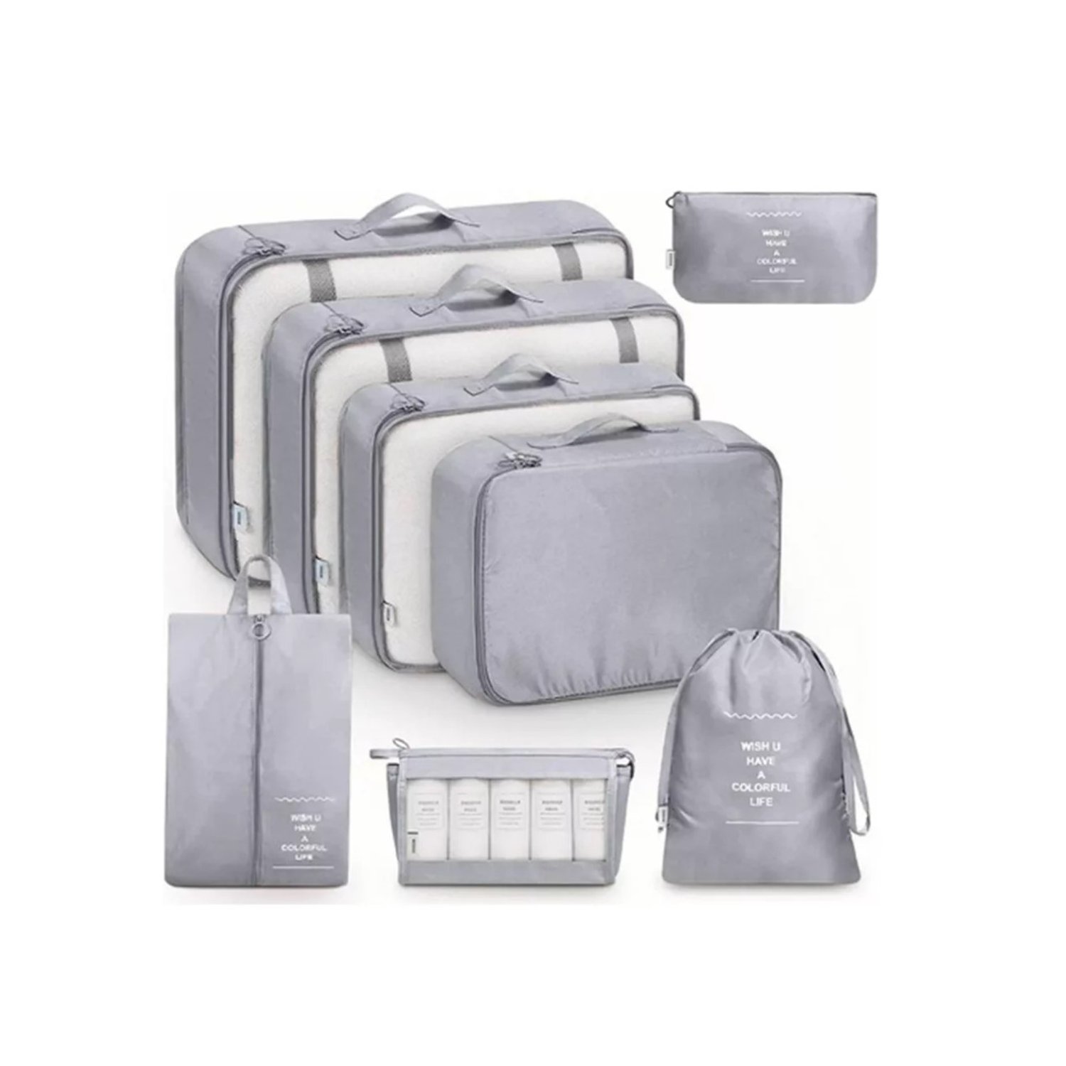 GENERICO Bolsas De Viaje 8 En 1 Bolsas Organizadoras De Viaje Maleta Gris falabella