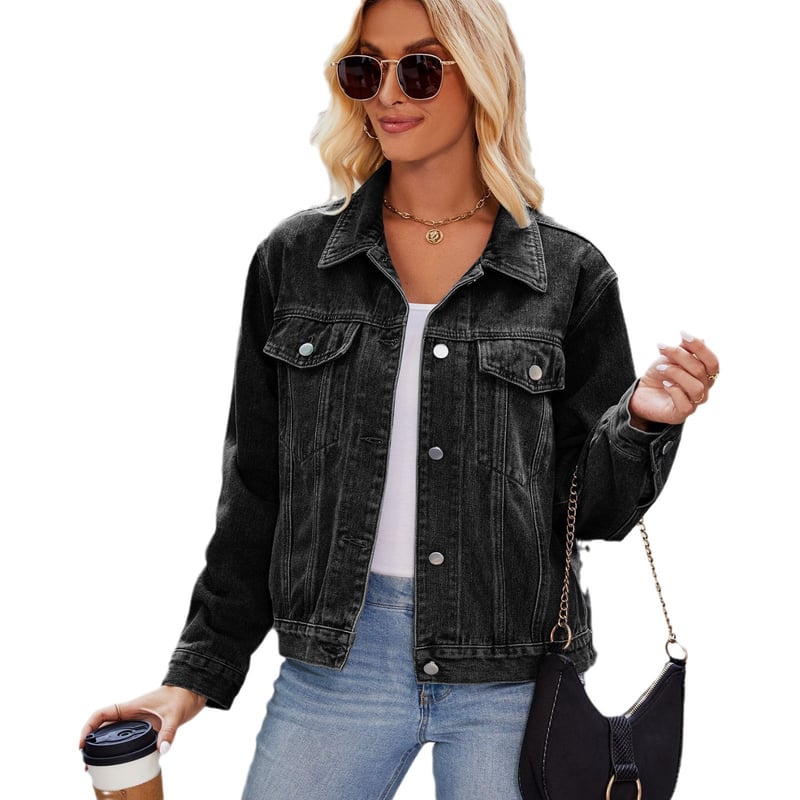 Chaqueta mezclilla mujer negra shop
