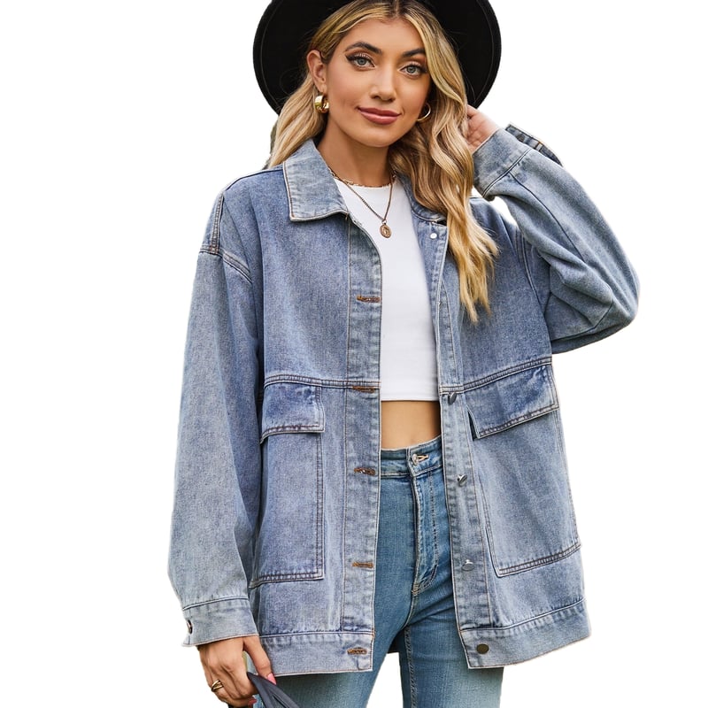 Chaqueta mezclilla larga para mujer Azul