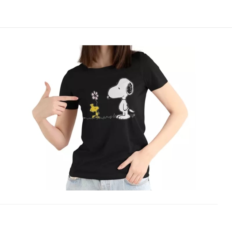 GENERICO - Polera Unisex Snoopy Charlie Brown Flor Algodon Estampado Af
