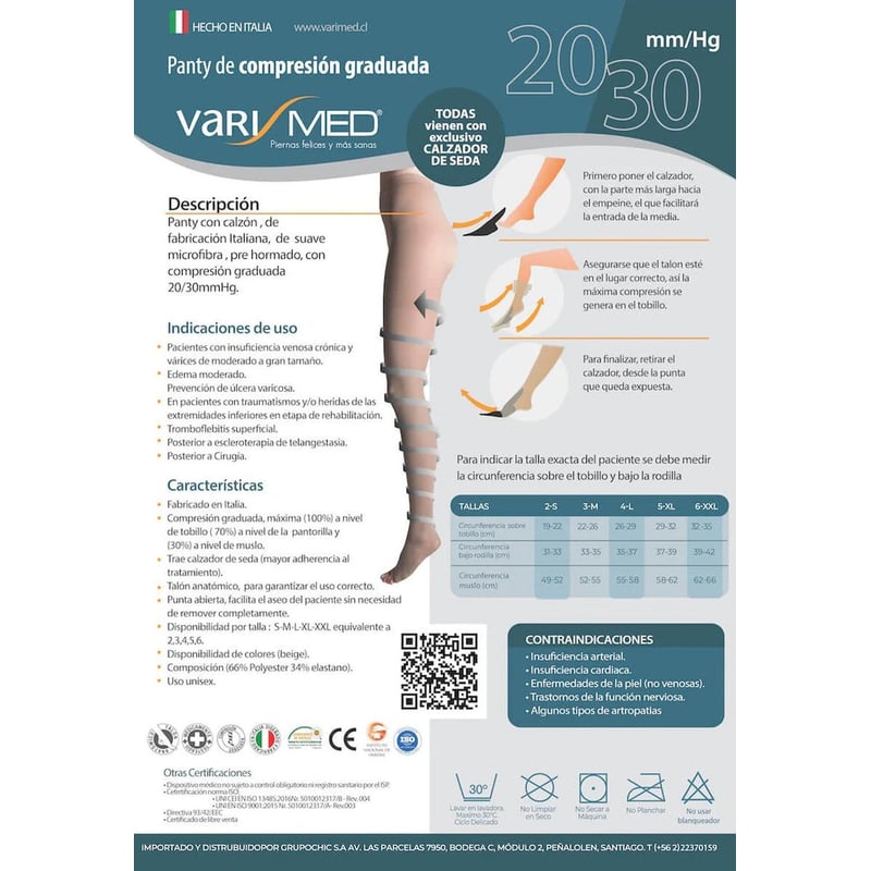 VARIMED Panty Varimed Compresión Graduada 20/30mmhg Punta Abierta ...