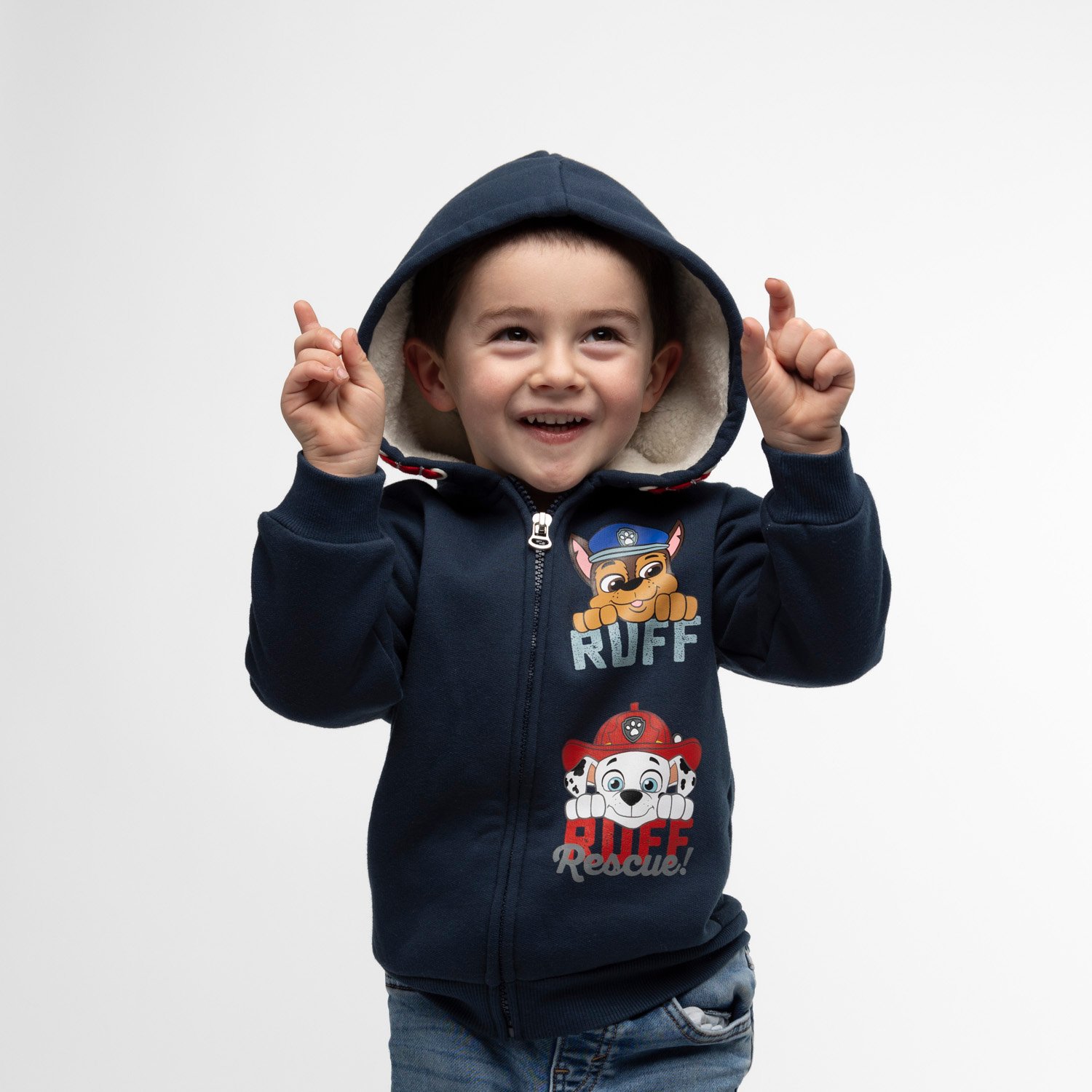 PAW PATROL Poleron Con Gorro Nino Chase y Marshal Azul Marino Paw Patrol falabella