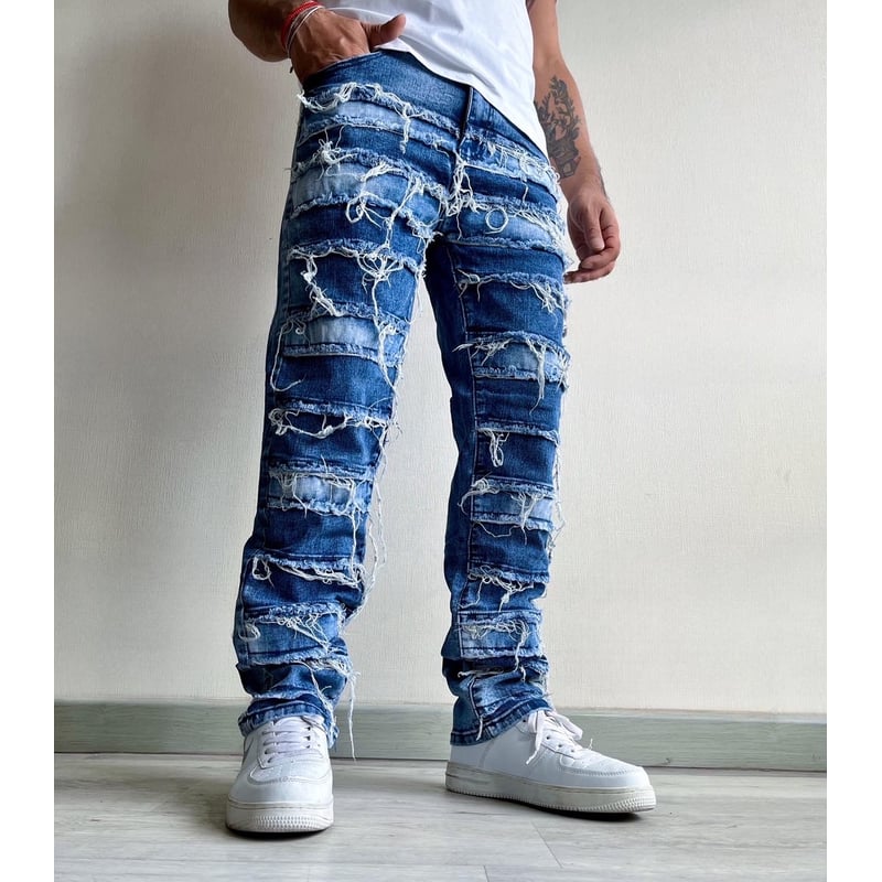 GENERICO Jeans Mom Hombre Intervenidos Desgastes Y Partes De Jeans falabella