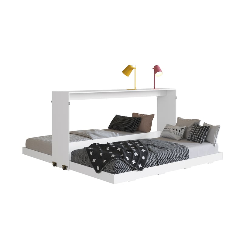 HOGA - Cama Doble Plegable Horizontal 1 Plaza Phoenix Blanco