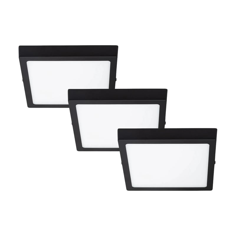 Pack 3 Panel LED Sobrepuesto Cuadrado Negro PRO 18W Cálido | Sodimac ...