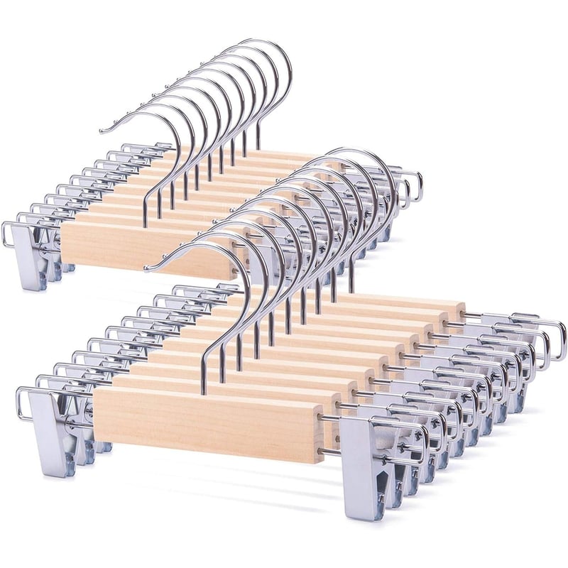Pack De 6 Colgadores Ganchos Con Pinza Para Pantalon Madera Sodimac Chile