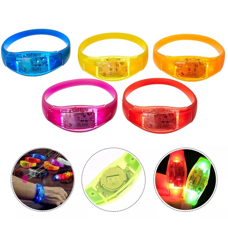 Pack 9 Pulseras LED Luminosas De Colores – 2 Modos De Parpadeo Para Fiestas, Conciertos Y Halloween