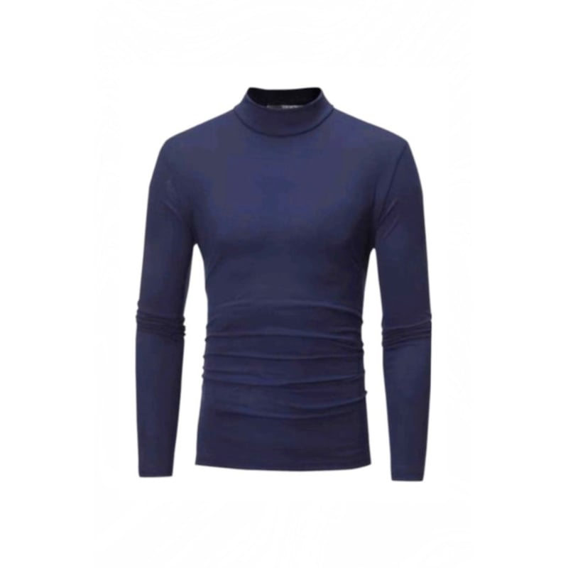 Camiseta De Polar Cuello Alto Hombre Color Azul