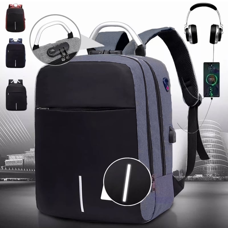 EDWINAYY Mochila Maleta Seguridad Antirrobo Luminoso Con Puerto Usb falabella
