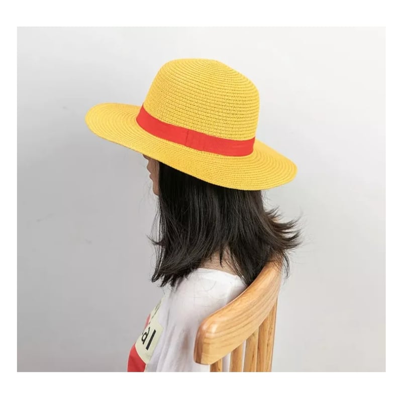 Sombrero De Paja Anime One Piece - Ala Ancha, Con Pulsera Y Pegatinas, Unisex, Verano Playa