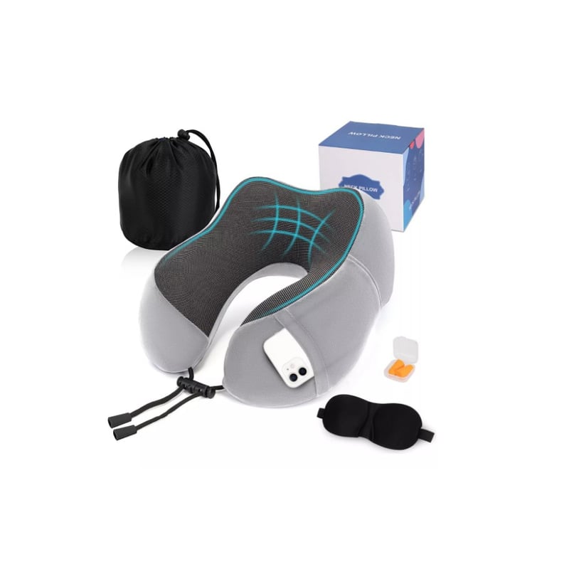 Almohada De Cuello Para Viaje Trabajo Cojin Soporte Comodo Gris Sodimac Chile