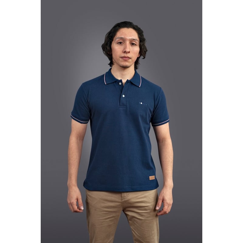 GENERICO Polera Pique Hombre detalles rojogris falabella