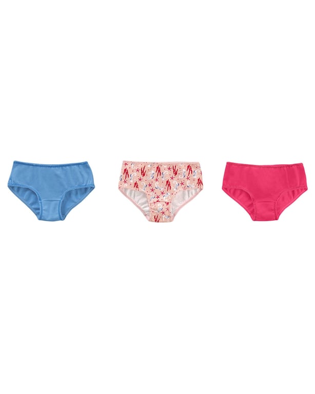 Pack x 3 calzones clasicos en algodon suave para nina 62302X3 Fucsia Estampado Coral Azul Rosa 10