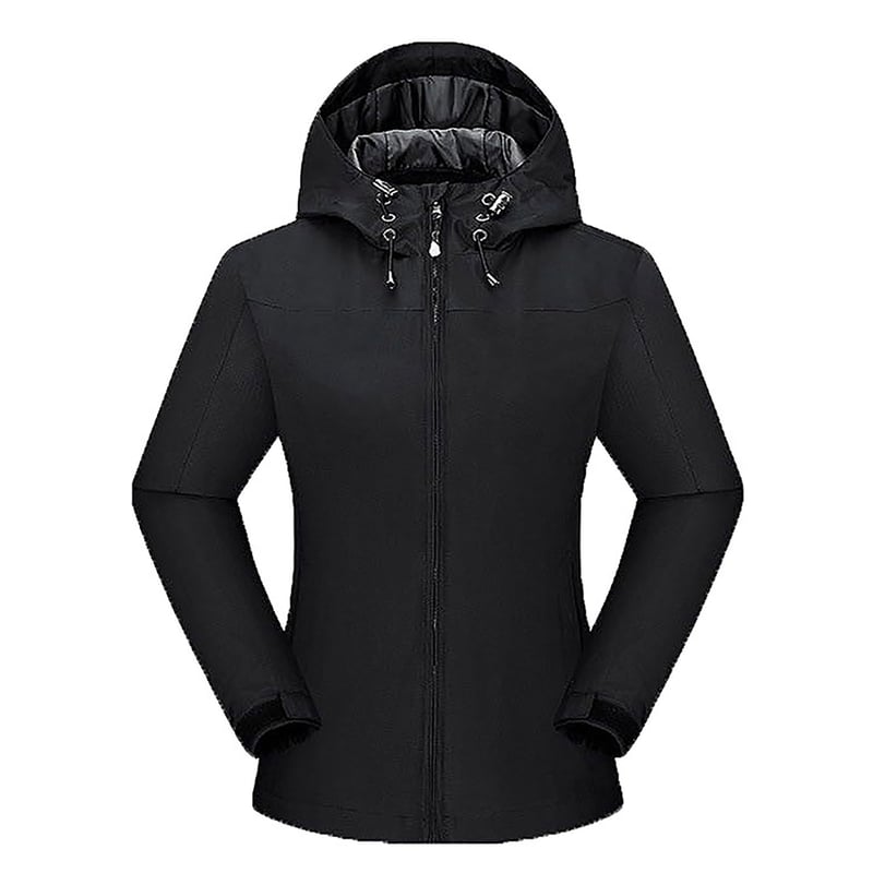 KEEJOIN - Chaqueta Corta Viento Termica Impermeable Outdoor Mujer-negro